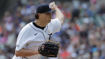 Sep 1, 2024; Detroit, Michigan, USA;  Detroit Tigers pitcher Brant Hurter (48) pitches in the third inning against the Boston Red Sox at Comerica Park. 