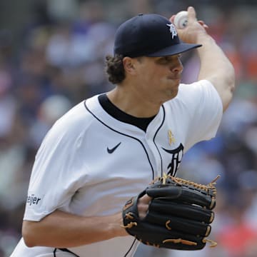 Sep 1, 2024; Detroit, Michigan, USA;  Detroit Tigers pitcher Brant Hurter (48) pitches in the third inning against the Boston Red Sox at Comerica Park. 