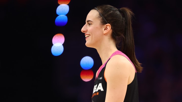 Jul 20, 2024: Team WNBA guard Caitlin Clark against the USA Women's National Team during the 2024 WNBA All-Star Game at Footprint Center. 