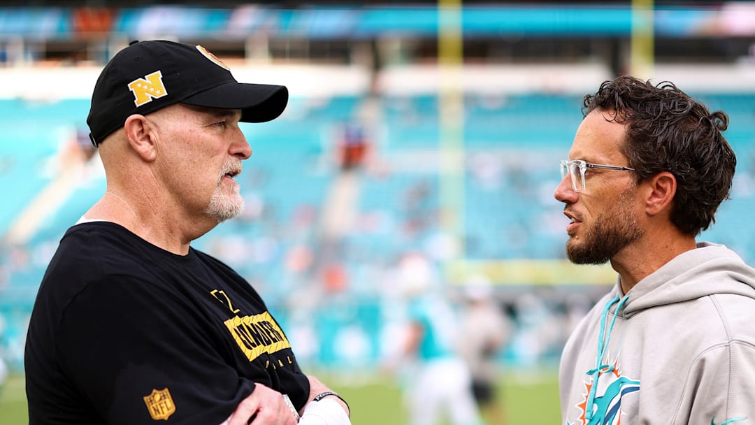 Washington Commanders head coach Dan Quinn and Mike McDaniel