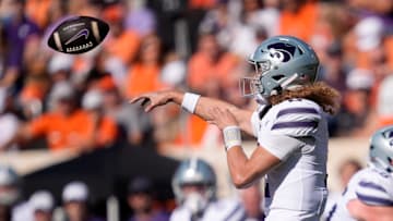 Kansas State quarterback Avery Johnson throws a pass in 14-6 victory over Oklahoma State on Saturday.