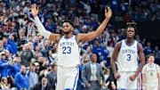 Kentucky forward Mouhamed Dioubate celebrates against Indiana.