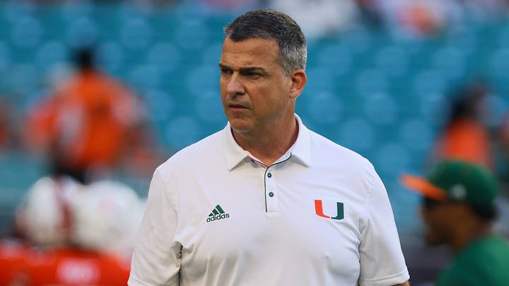 Sep 7, 2024; Miami Gardens, Florida, USA; Miami Hurricanes head coach Mario Cristobal looks on before the game against the Florida A&M Rattlers at Hard Rock Stadium. Mandatory Credit: Sam Navarro-Imagn Images