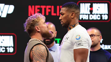 Anthony Joshua (right) is fighting Jake Paul after Gervonta Davis pulled out of a fight against the latter. 