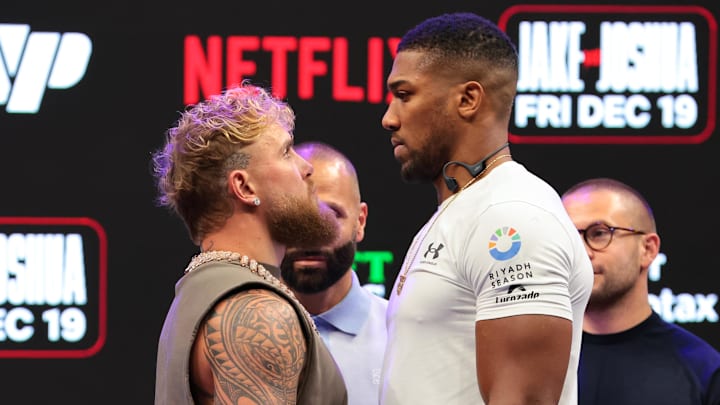 Anthony Joshua (right) is fighting Jake Paul after Gervonta Davis pulled out of a fight against the latter. Anthony Joshua (right) is fighting Jake Paul after Gervonta Davis pulled out of a fight against the latter.