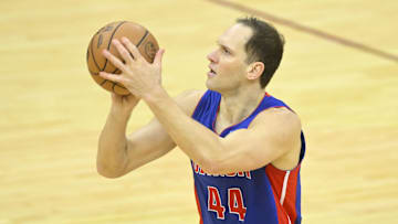 Jan 31, 2024; Cleveland, Ohio, USA; Detroit Pistons forward Bojan Bogdanovic (44) shoots 