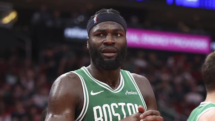 Feb 4, 2026; Houston, Texas, USA; Boston Celtics center Neemias Queta (88) reacts after a play during the third quarter against the Houston Rockets at Toyota Center. Mandatory Credit: Troy Taormina-Imagn Images