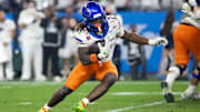 Dec 31, 2024; Glendale, AZ, USA; Boise State Broncos running back Ashton Jeanty (2) against the Penn State Nittany Lions during the Fiesta Bowl at State Farm Stadium. 