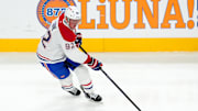Dec 31, 2024; Las Vegas, Nevada, USA; Montreal Canadiens right wing Patrik Laine (92) skates against the Vegas Golden Knights during the third period at T-Mobile Arena. Mandatory Credit: Stephen R. Sylvanie-Imagn Images