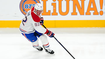 Dec 31, 2024; Las Vegas, Nevada, USA; Montreal Canadiens right wing Patrik Laine (92) skates against the Vegas Golden Knights during the third period at T-Mobile Arena. Mandatory Credit: Stephen R. Sylvanie-Imagn Images