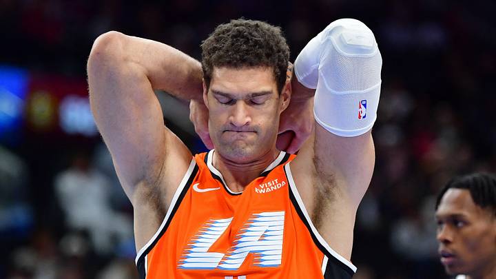Los Angeles Clippers center Brook Lopez (11) reacts during the second half at Intuit Dome on November 12, 2025.