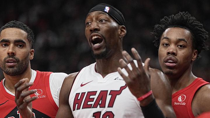 Miami Heat center Bam Adebayo (13) reacts (Mandatory Credit: John E. Sokolowski-Imagn Images)