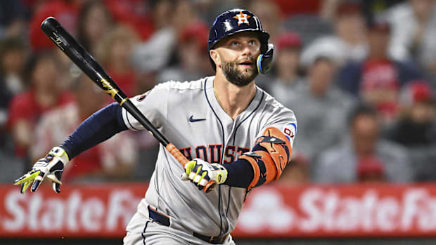 Christian Walker of Houston Astros hits ball