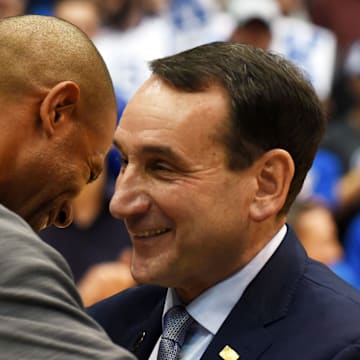 Duke basketball legends Shane Battier and Mike Krzyzewski