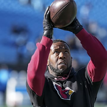 Dec 22, 2024; Charlotte, North Carolina, USA;  Arizona Cardinals safety Budda Baker (3) during pregame warmups against the Carolina Panthers at Bank of America Stadium. Mandatory Credit: Jim Dedmon-Imagn Images