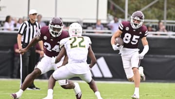 Sep 2, 2023; Starkville, Mississippi, USA;Mississippi State Bulldogs wide receiver Creed Whittemore