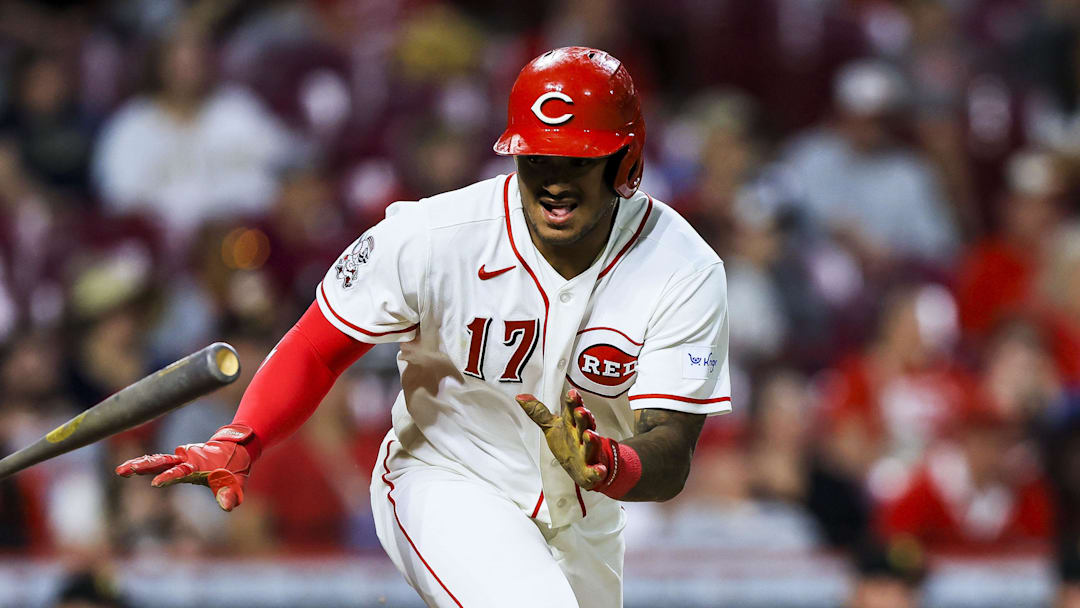 Cincinnati Reds outfielder Dane Myers (17) runs to first