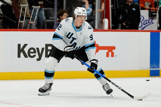 Hockey player in white uniform