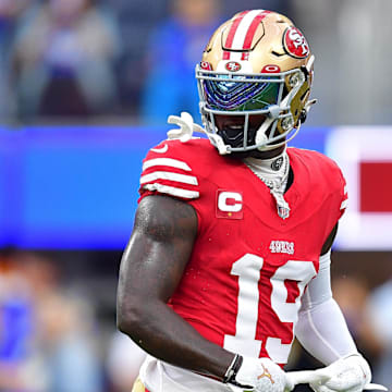 San Francisco 49ers wide receiver Deebo Samuel before playing against the Los Angeles Rams.