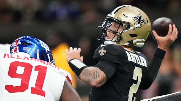 New Orleans Saints quarterback Spencer Rattler