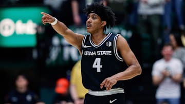 Utah State Aggies guard Ian Martinez.