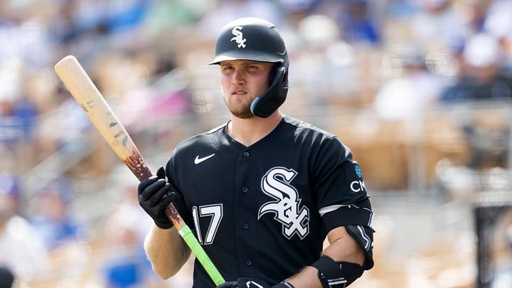 Feb 26, 2026; Phoenix, Arizona, USA; Chicago White Sox third baseman Curtis Mead against the Los Angeles Dodgers during a spring training game at Camelback Ranch-Glendale. Mandatory Credit: Mark J. Rebilas-Imagn Images