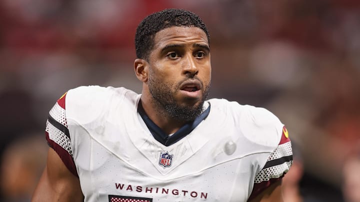 Sep 28, 2025; Atlanta, Georgia, USA; Washington Commanders linebacker Bobby Wagner (54) on the field during a game against the Atlanta Falcons at Mercedes-Benz Stadium. Mandatory Credit: Brett Davis-Imagn Images