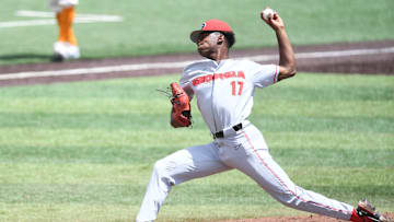 Georgia   s left handed pitcher Jaden Woods (17) throws a pitch during a game between Tennessee and Georgia at Lindsey Nelson Stadium in Knoxville, Tenn. on Saturday, May 14, 2022. Georgia defeated Tennessee 8-3.

Tennesseegeorgia0514 0617