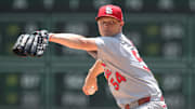 Jul 2, 2025; Pittsburgh, Pennsylvania, USA;  St. Louis Cardinals starting pitcher Sonny Gray (54) delivers a pitch against the Pittsburgh Pirates during the first inning at PNC Park. Mandatory Credit: Charles LeClaire-Imagn Images