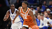 Texas Longhorns guard Tramon Mark drives the ball down court  against the Duke Blue Devils during the first half of the Dick Vitale’s Invitational game at Spectrum Center. 