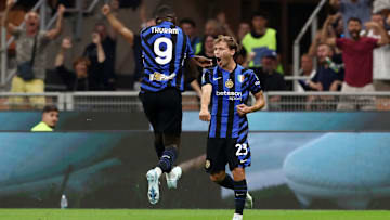 Thuram and Barella celebrate the midfielder's goal