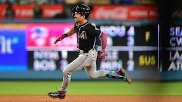 Corbin Carroll hit a triple against the Dodgers. 