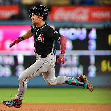 Corbin Carroll hit a triple against the Dodgers. 
