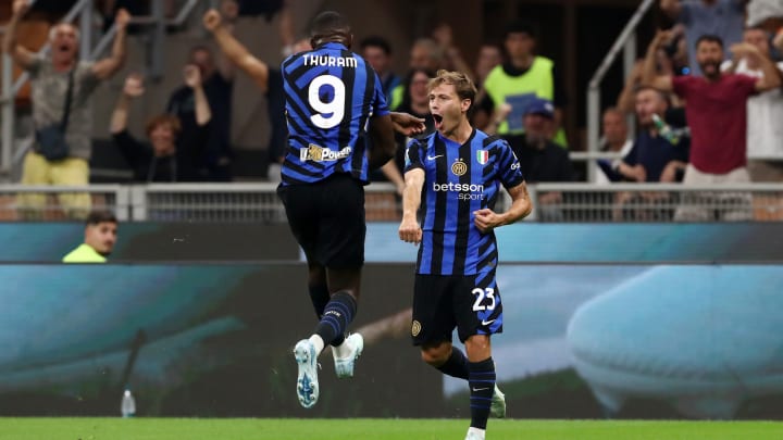 Thuram and Barella celebrate the midfielder's goal