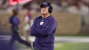 Kansas State Wildcats head coach Chris Klieman looks on during the second half against the North Dakota Fighting Hawks at Bill Snyder Family Stadium on Aug. 30, 2025.