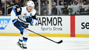 Feb 17, 2025; Boston, MA, USA; [Imagn Images direct customers only]  Team Finland forward Mikko Rantanen (96) skates with the puck during the second period in a 4 Nations Face-Off ice hockey game against Team Canada at TD Garden. Mandatory Credit: Bob DeChiara-Imagn Images