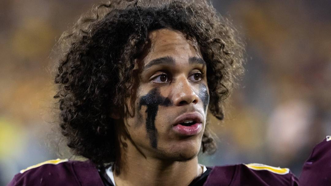 Nov 28, 2025; Tempe, Arizona, USA; Arizona State Sun Devils wide receiver Jordyn Tyson (0) against the Arizona Wildcats during the 99th Territorial Cup at Mountain America Stadium. Mandatory Credit: Mark J. Rebilas-Imagn Images