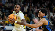 PCA’s Aiden Bolden (4) drives to the basket as BGA’s Elijah Fernandez (34) guards him during the Division II-A championship game at Tennessee Tech University’s Hooper Eblen Center in Cookeville, Tenn., on Saturday, March 8, 2025.