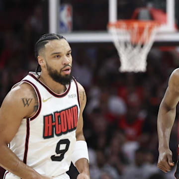 Suns forward Durant looks up after a play against the Houston Rockets at Toyota Center. 
