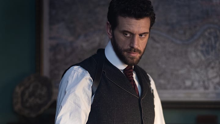 MASTERPIECE
Miss Scarlet, Season 6 
 
Streaming Dec. 7, 2025 on the PBS app
Premiering Jan. 11, 2026 on PBS

Episode Five: The Night Shift
Dylan Cooper has been nabbed and is being held in the cells at Scotland Yard. His gang wants to spring him out, which will lead to a long night for Blake and new detective George Willows.

Shown: Alexander Blake (Tom Durant-Pritchard)

For editorial use only.
 
Courtesy of Miss Scarlet Limited and MASTERPIECE