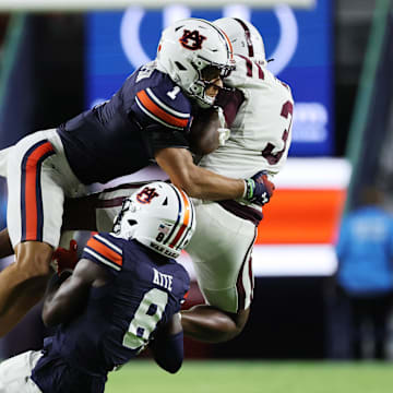 Auburn Tigers safety Jerrin Thompson (1) and cornerback Antonio Kite (8) each had an interception against New Mexico