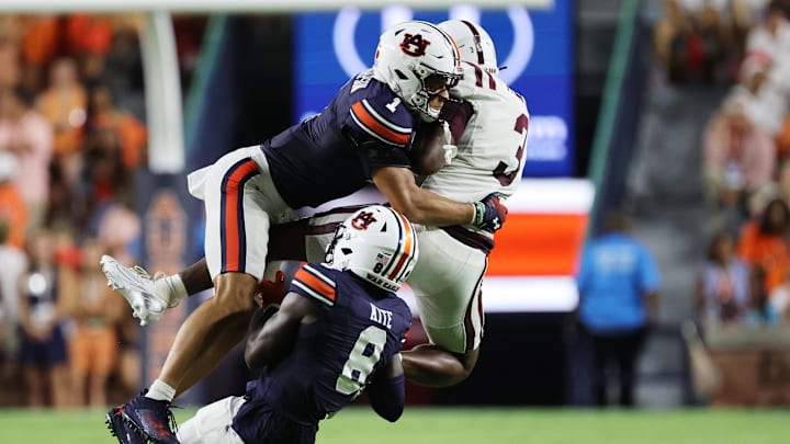 Auburn Tigers safety Jerrin Thompson (1) and cornerback Antonio Kite (8) each had an interception against New Mexico