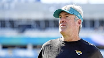 Oct 27, 2024; Jacksonville, Florida, USA; Jacksonville Jaguars head coach Doug Pederson before the game against the Green Bay Packers at EverBank Stadium. 