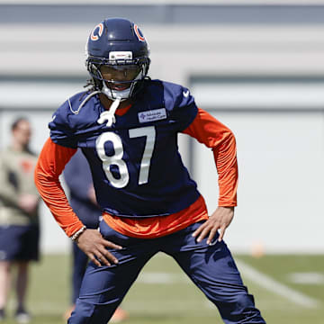 Chicago Bears wide receiver Burden III warms up during the Rookie Minicamp at Halas Hall. 