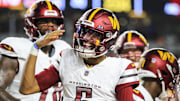 Daniels reacts after scoring a touchdown against the Cincinnati Bengals.