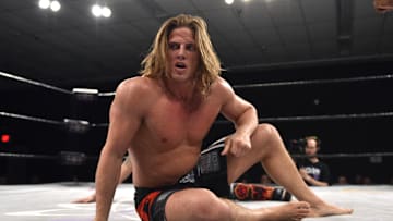 Feb 24, 2017; Joppa, MD, USA; Matt Riddle competes in the ring against Anthony Henry during Evolve 78 at The MCW Arena. Mandatory Credit: Derik Hamilton-Imagn Images