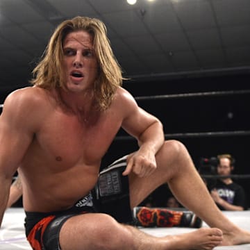 Feb 24, 2017; Joppa, MD, USA; Matt Riddle competes in the ring against Anthony Henry during Evolve 78 at The MCW Arena. Mandatory Credit: Derik Hamilton-Imagn Images