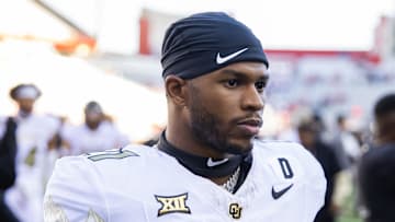 Oct 19, 2024; Tucson, Arizona, USA; Colorado Buffalos safety Shilo Sanders (21) against the Arizona Wildcats at Arizona Stadium. Mandatory Credit: Mark J. Rebilas-Imagn Images