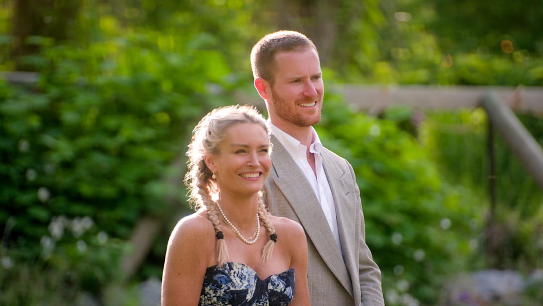 Age of Attraction. (L to R) Theresa Demaria, John Merrill in episode 101 of Age of Attraction. Cr. Courtesy of Netflix © 2026