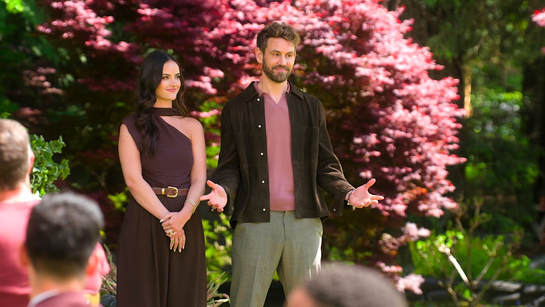 Age of Attraction. (L to R) Natalie Joy Viall, Nick Viall in episode 101 of Age of Attraction. Cr. Courtesy of Netflix © 2026